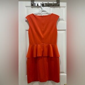 Coral Sleeveless Knee length Peplum Dress